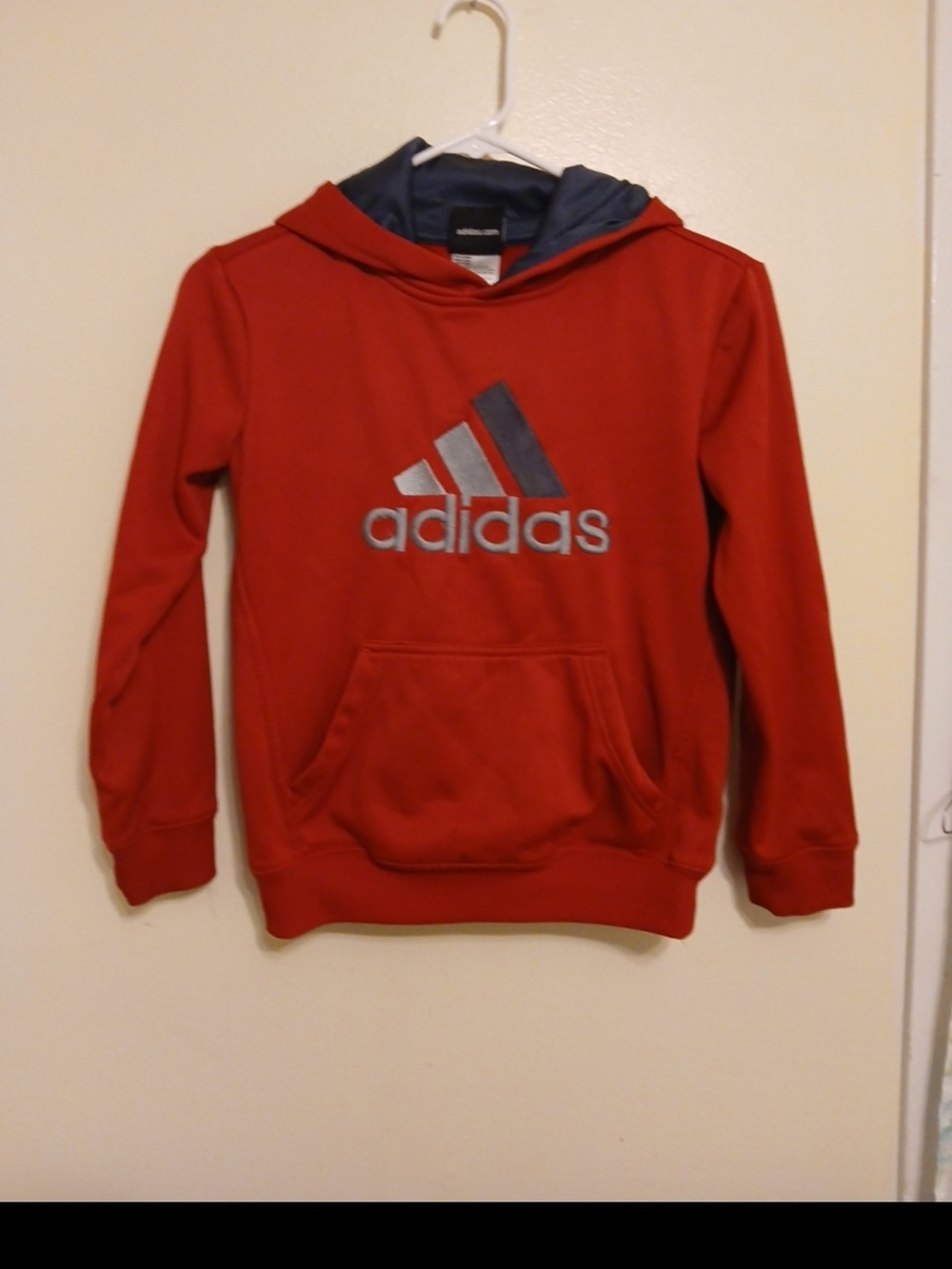adidas Red Hoodie With Grey Logo